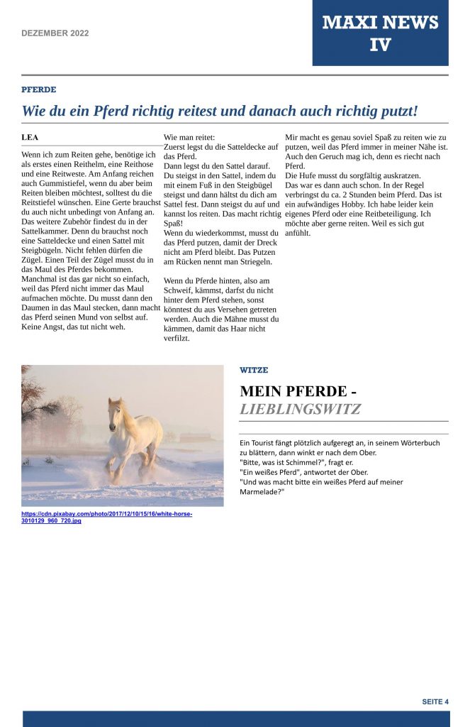Schülerzeitung Maxi-News Ausgabe Nr. 4 Seite 4